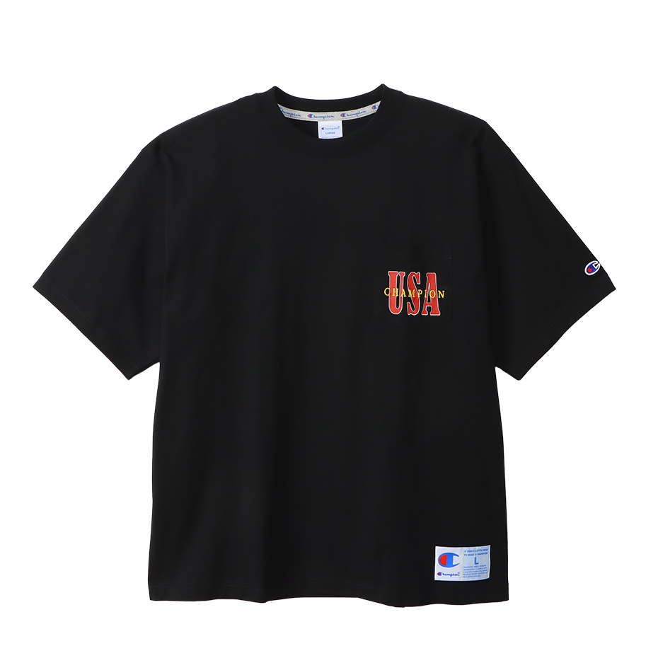 男款-印花 刺繡 口袋 短袖 T恤-黑色（C3-B315-090）