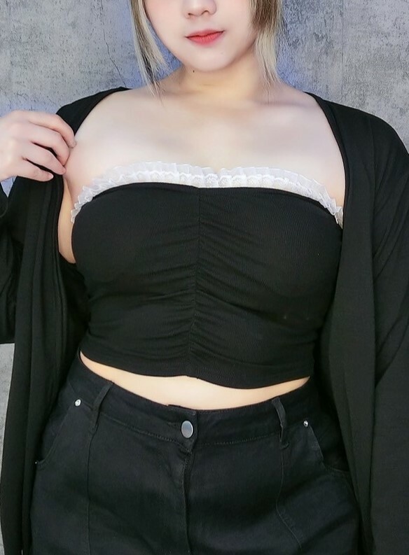 甜系蕾絲胸邊抓皺平口小可愛