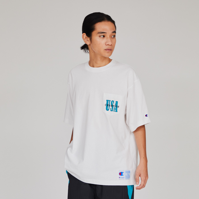 男款-AS印花 刺繡 口袋 短袖T恤-白色（C3-B315-010）