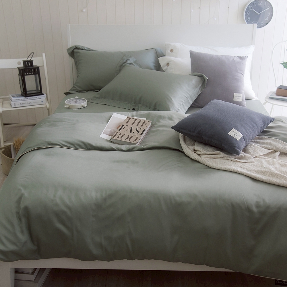 100支天絲床包兩用被組  | 綠豆沙