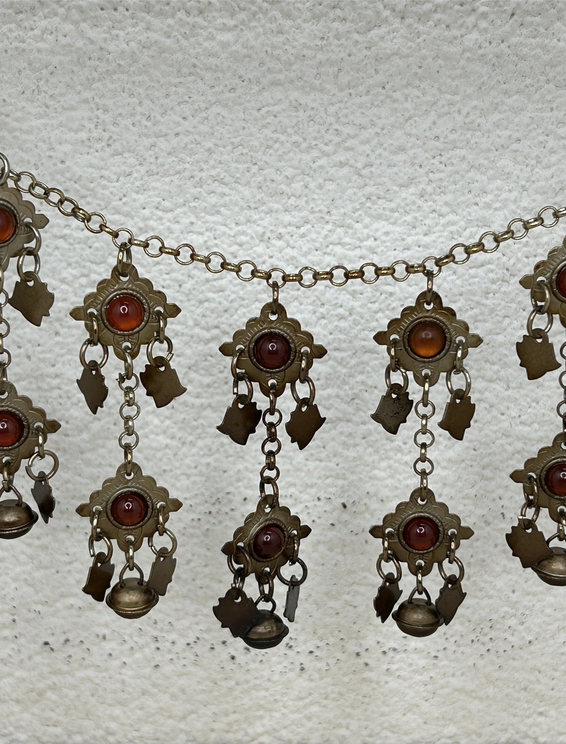 J24-燻無焊接紅瑪瑙雙層鈴鐺鏈條125cm