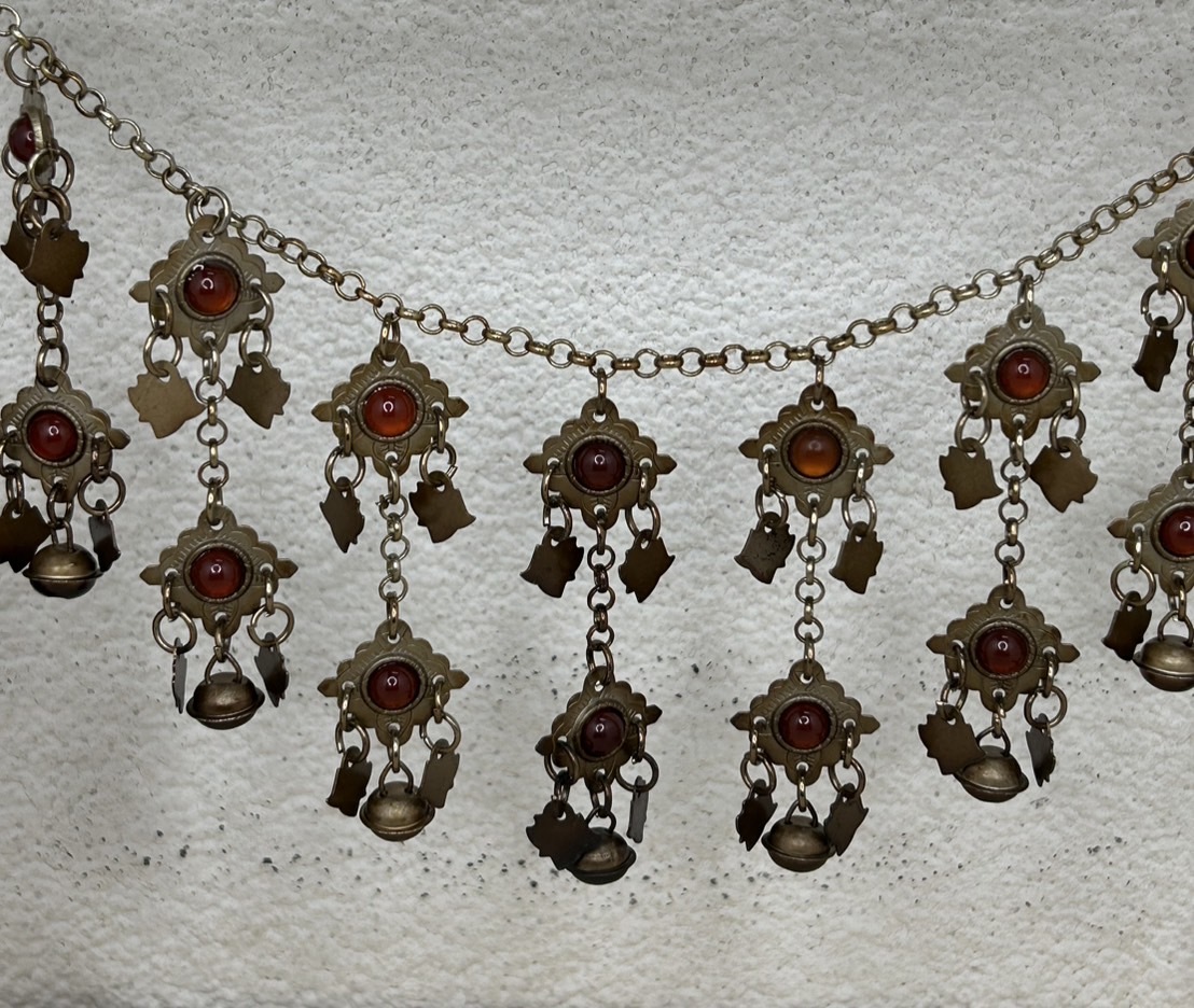 J24-燻無焊接紅瑪瑙雙層鈴鐺鏈條125cm