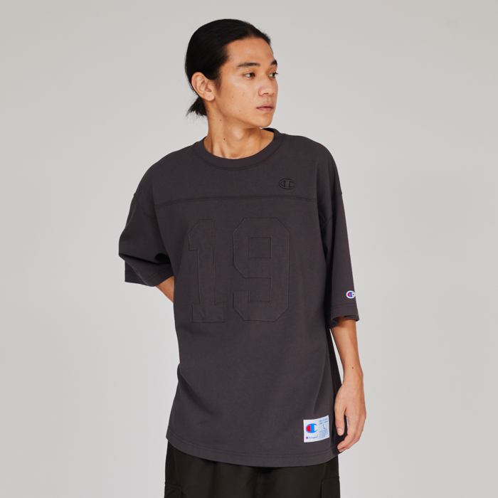 男款-厚磅 拼接 刺繡 寬版 短袖T恤-黑色（C3-B317-090）