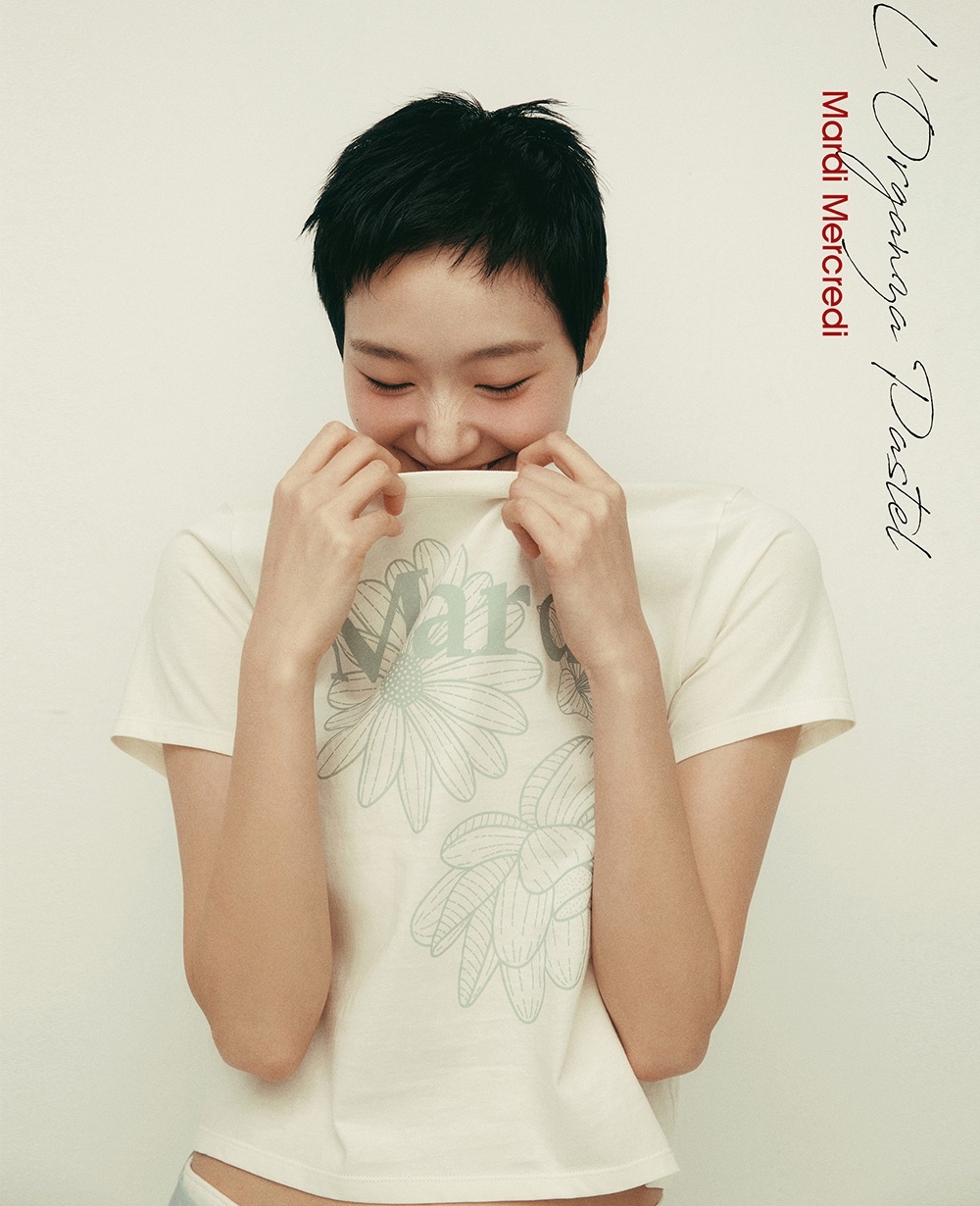 【現貨】｜只有一件｜【MARDI🌼】SLIM TSHIRT TRIPLE FLOWER_CREAM MOSSGREEN