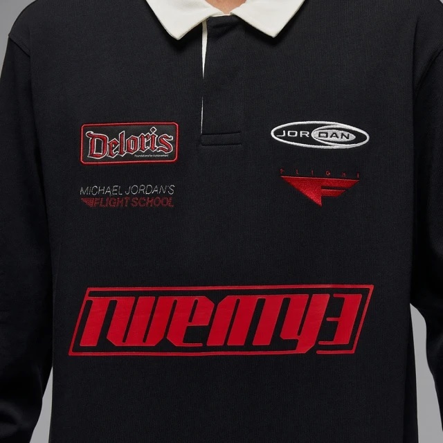 Nike As M J Ess Stmt Rugby Top 男款 黑色 袖欖 球衣 反摺 長袖 HF9324-010