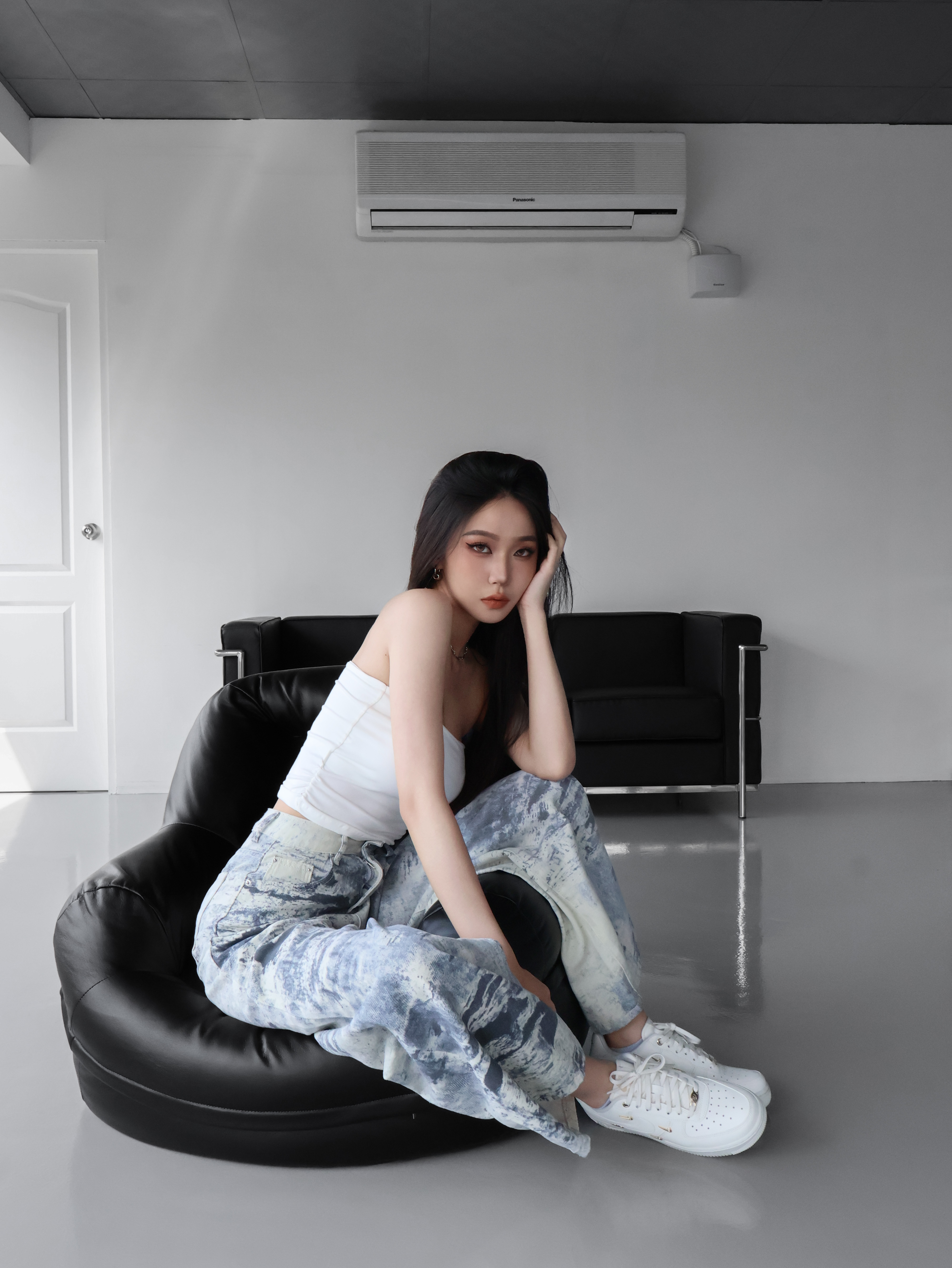 美式設計水染落地褲