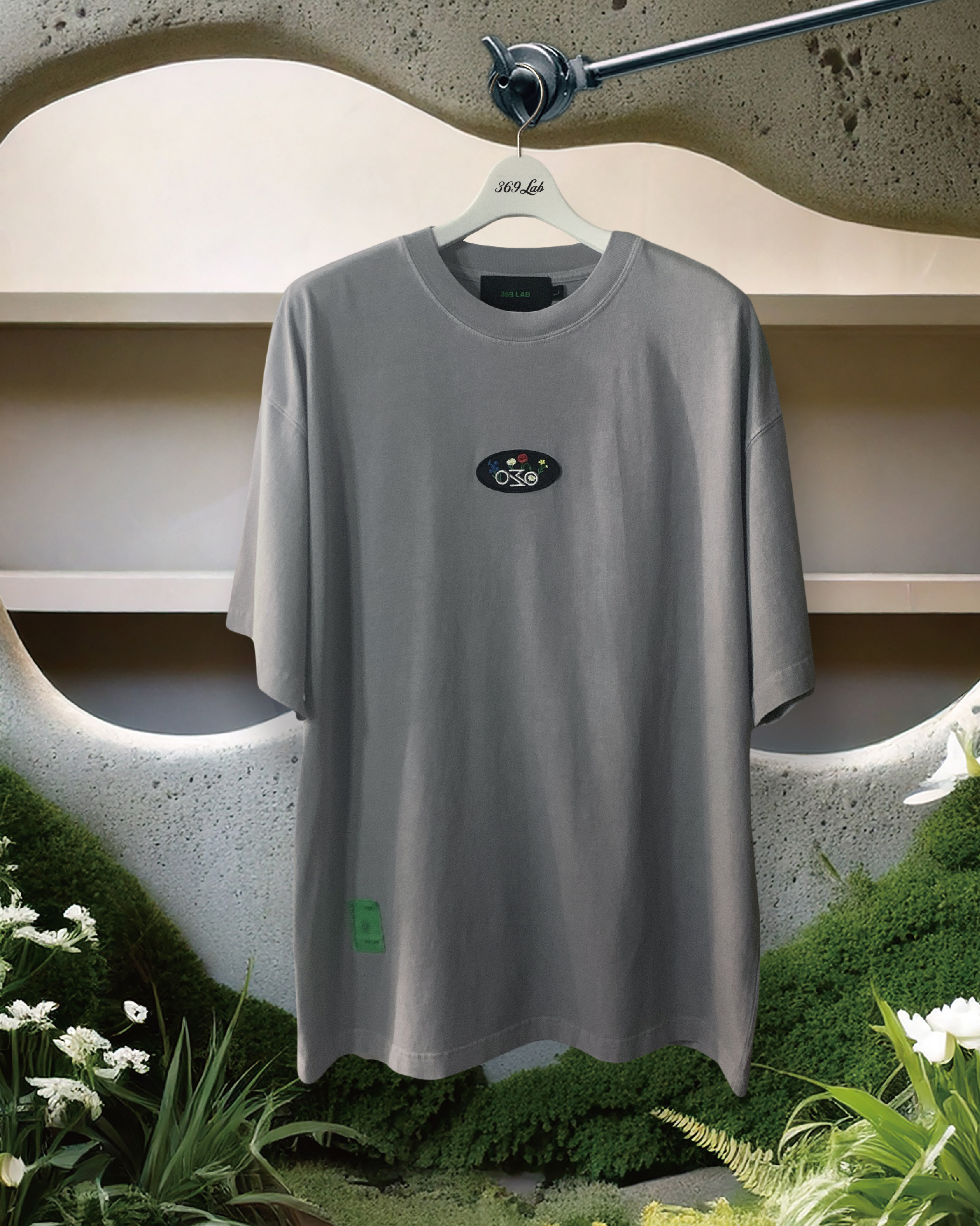 369Lab Flower badge tee - Grey