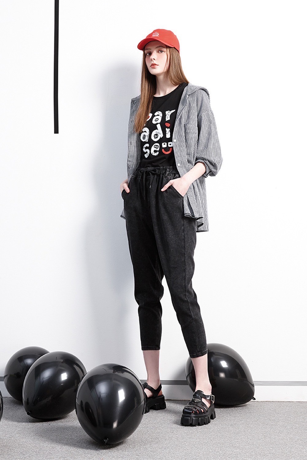 韓版時尚個性砂石水洗設計綁結休閒男友褲W6221