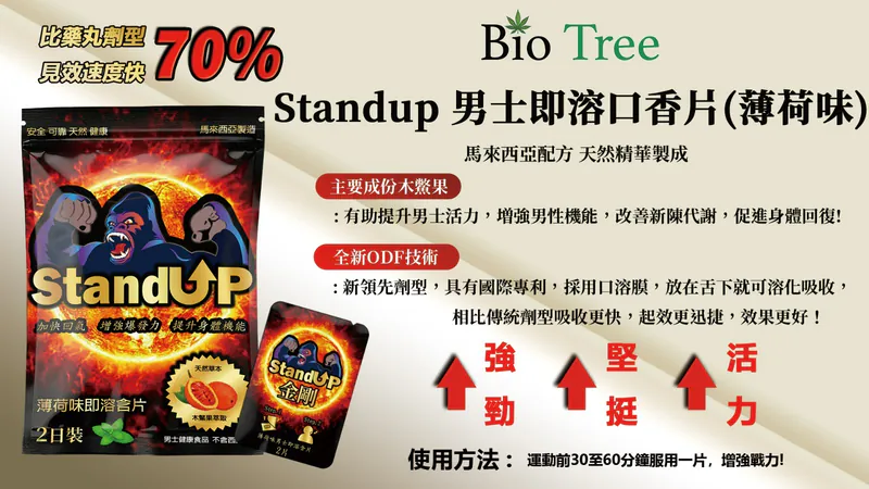 Bio Tree - KING KONG - Stand UP Men' Thins(Peppermint Flavour) 1 Pack 4 pcs