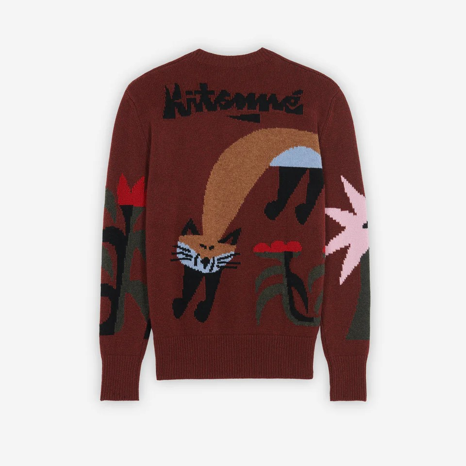 1FO0416-019 MAISON KITSUNE Bill Rebholz Jacquard Pullover Wine Lees #JM00544KT1006 (C-BR-E)