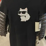 [S] KARL LAGERFELD BLACK CHOUPETTE PRINT FRONT T-SHIRT, L5WDA435-BLK (SKL1325)