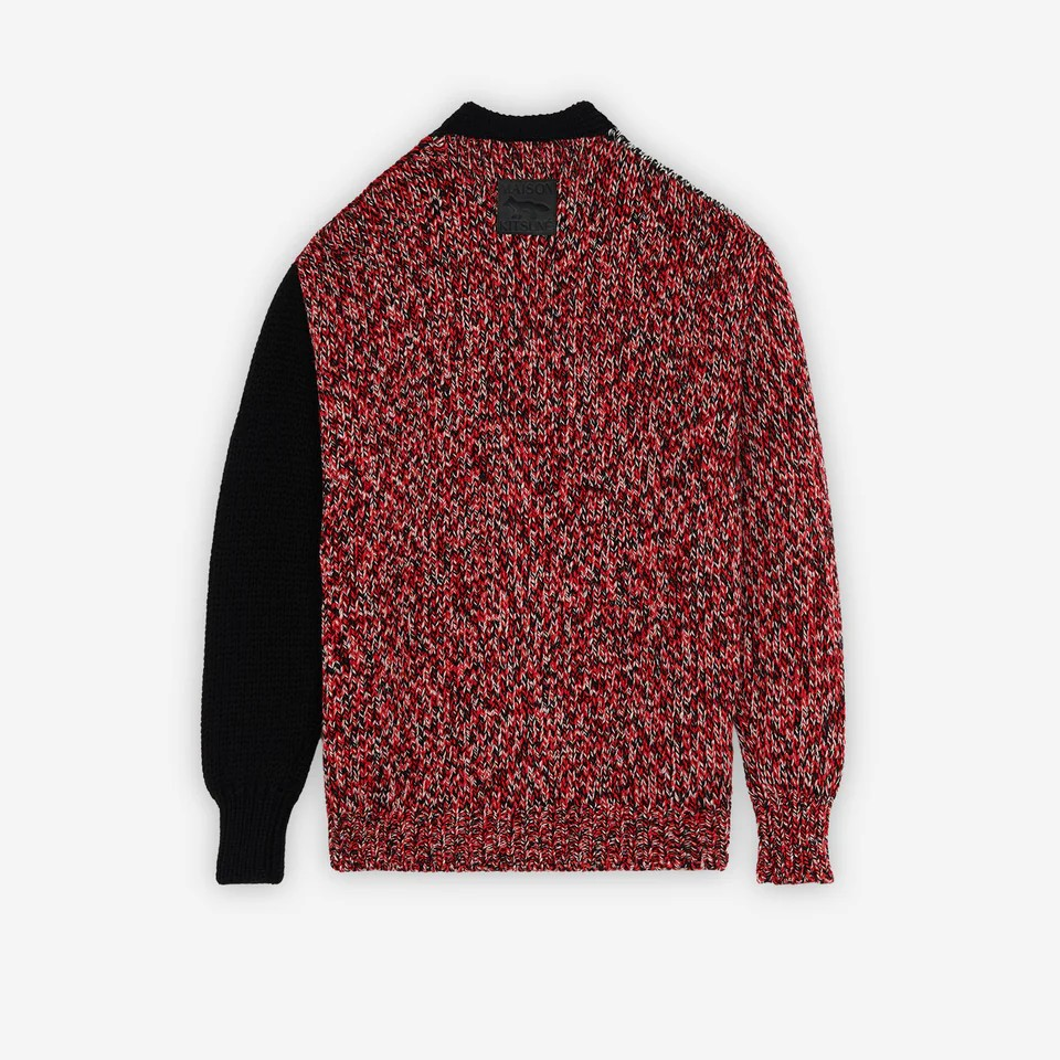 1FO0416-020 MAISON KITSUNE Cardigan Black Red Check #JM00555KT1036 (C-BR-E)