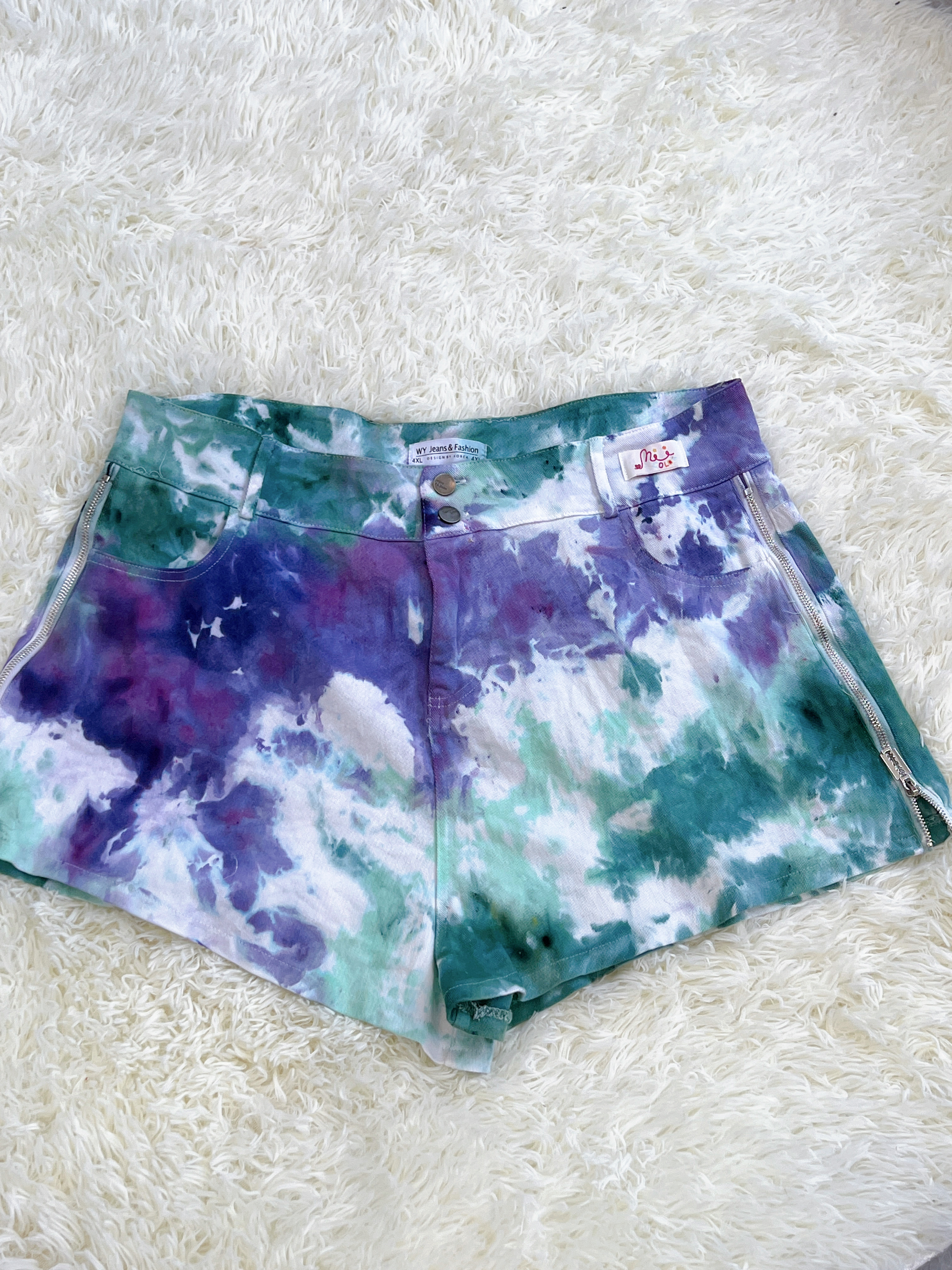 Mumu Color-手染側拉鍊牛仔短褲〔36、39腰〕