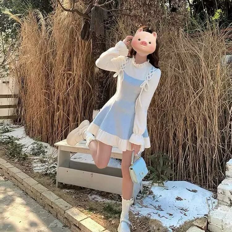 Soft Ruffled Long Sleeve Dress