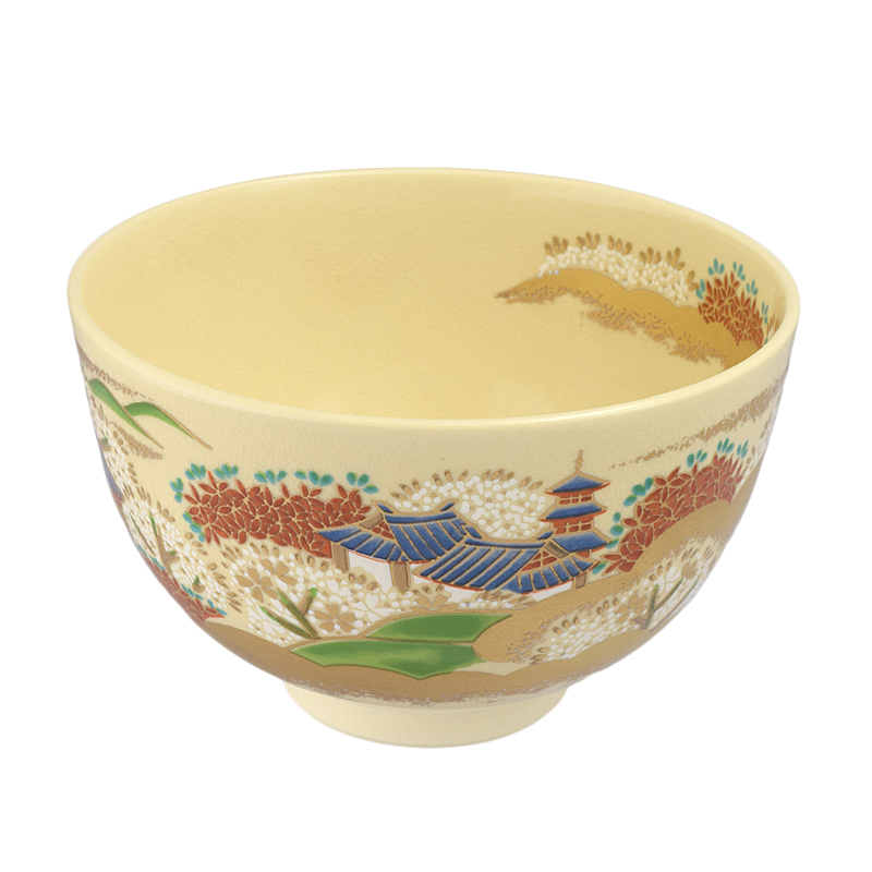 日本製 抹茶碗 吉野山櫻 藤山作