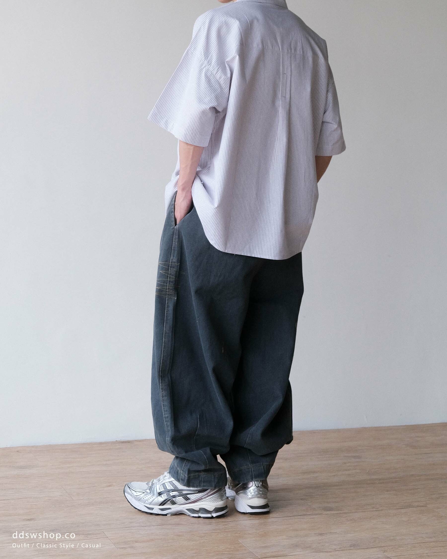 [D.CLOSET] 繭型 寬版 復古做舊 牛仔褲 刺繡 LL16