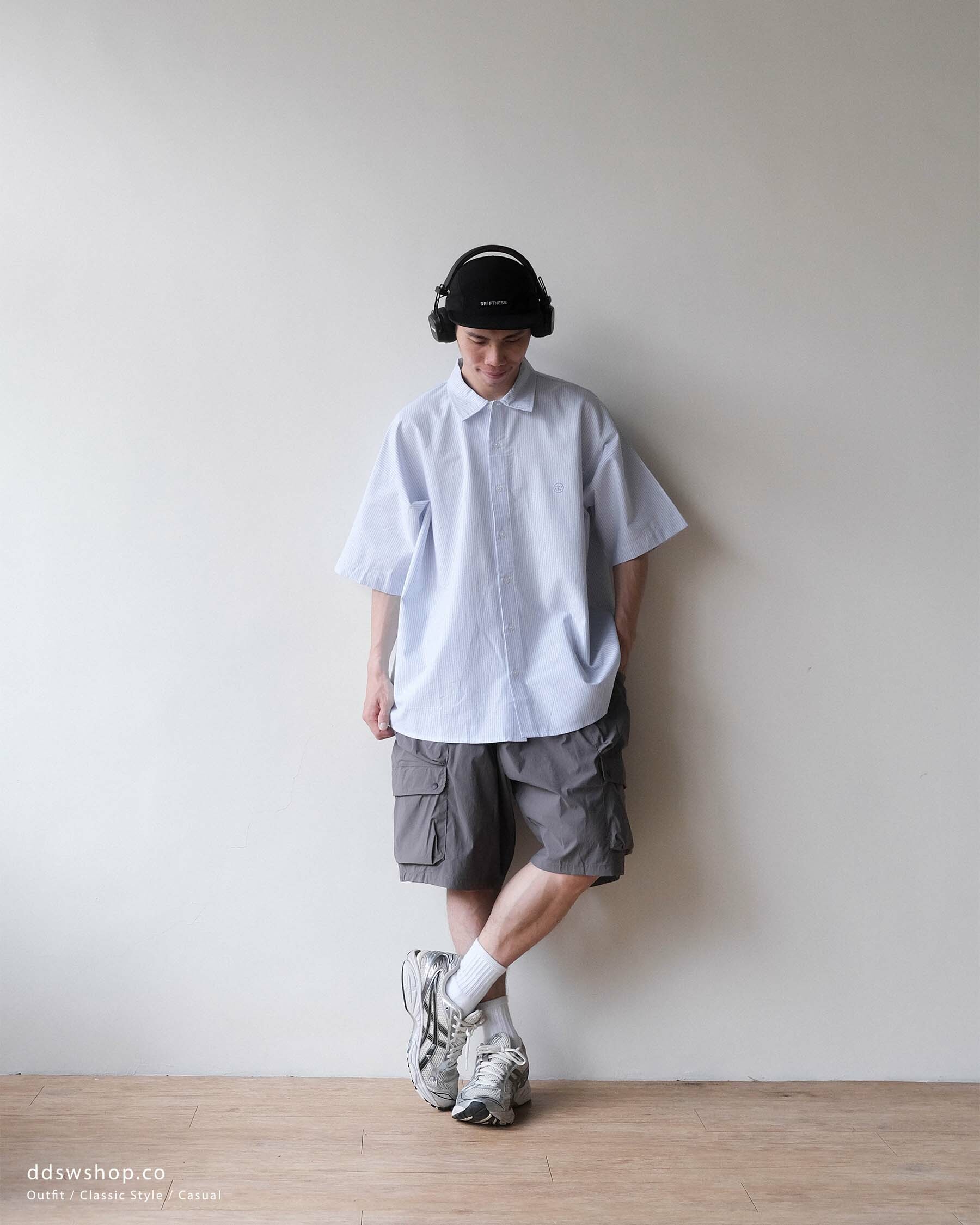 "現貨"ANST  刺繡條紋短袖襯衫