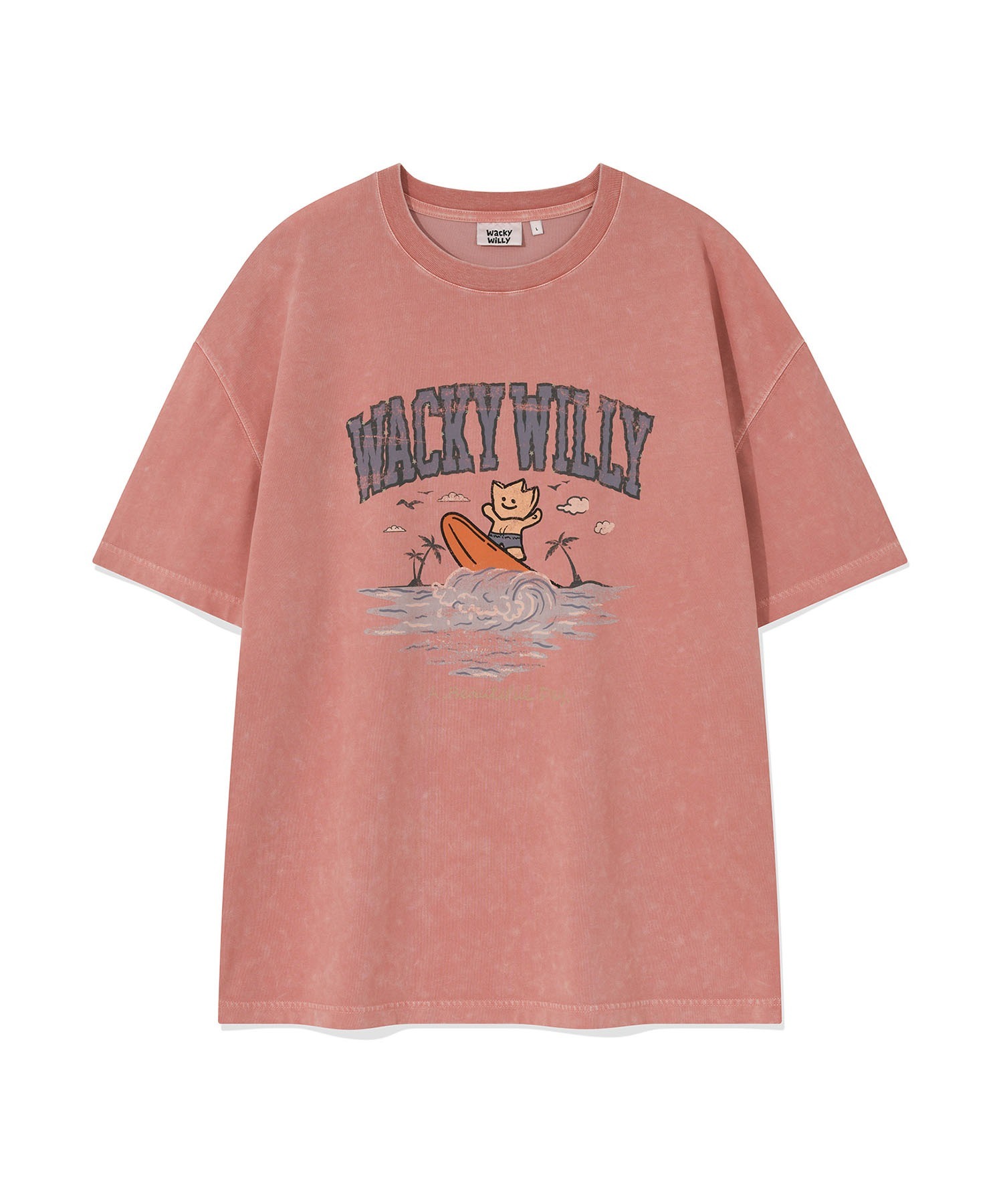 WACKY WILLY Surfing Kiki Graphic Washed T-Shirt