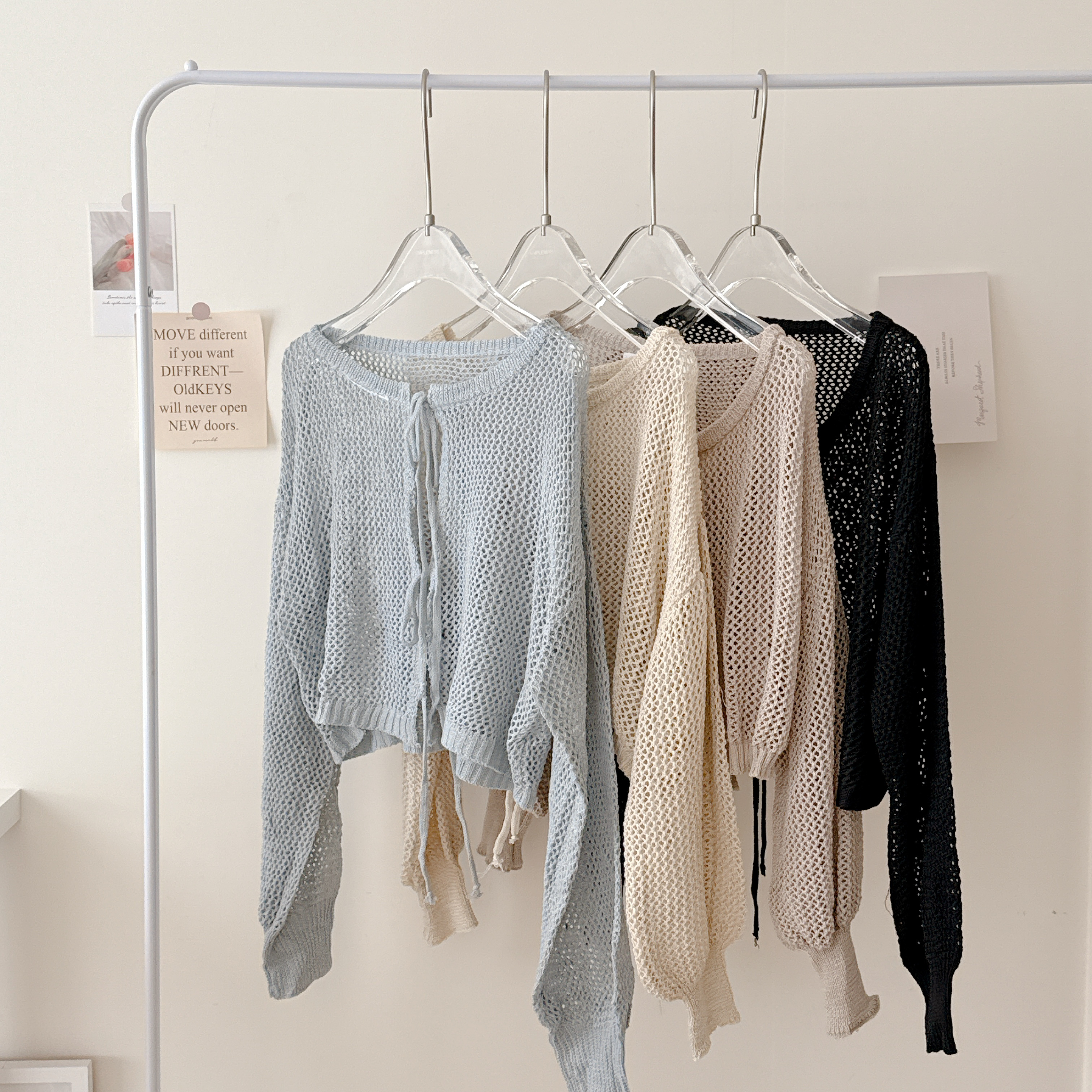 現貨🚚全員推😍❤️‍韓系空氣感簍空雙綁帶罩衫🔥💕共5色