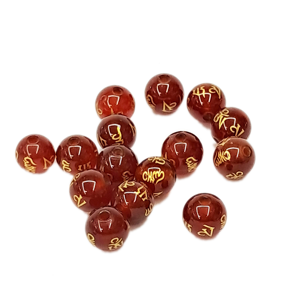 六字真言紅玉髓0.6公分 2個【十方】144103