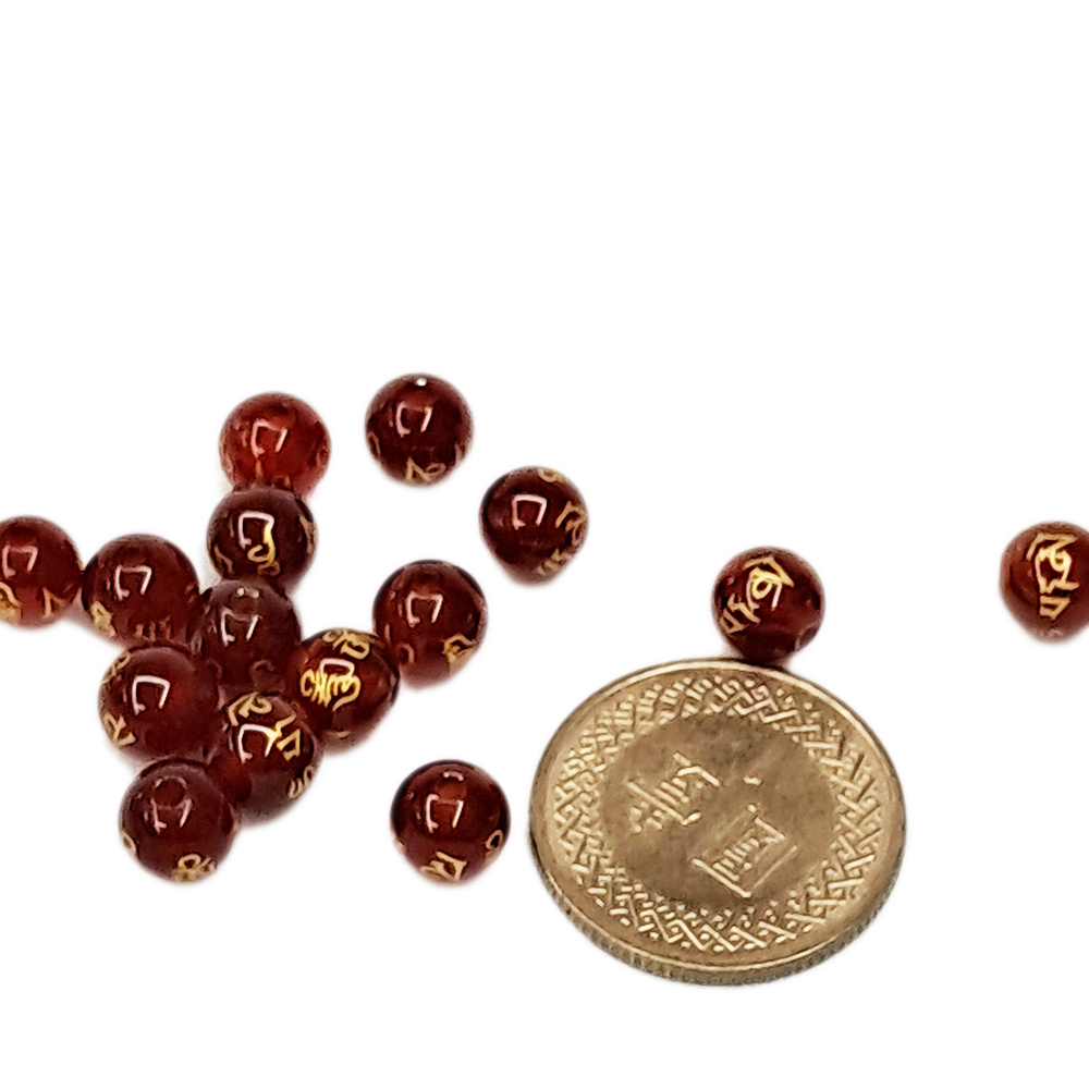 六字真言紅玉髓0.6公分 2個【十方】144103