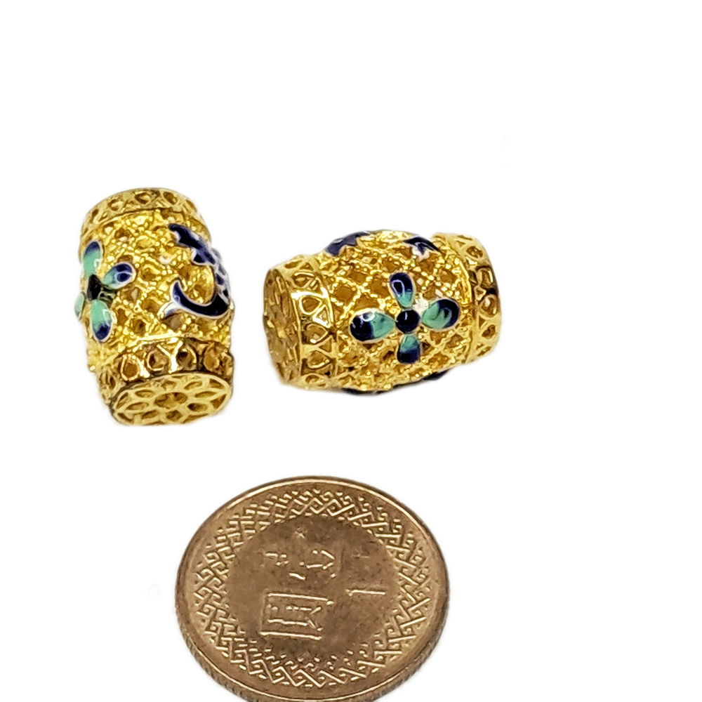 金絲鼓型 景泰藍 1.2*1.6公分 1顆【十方】143794