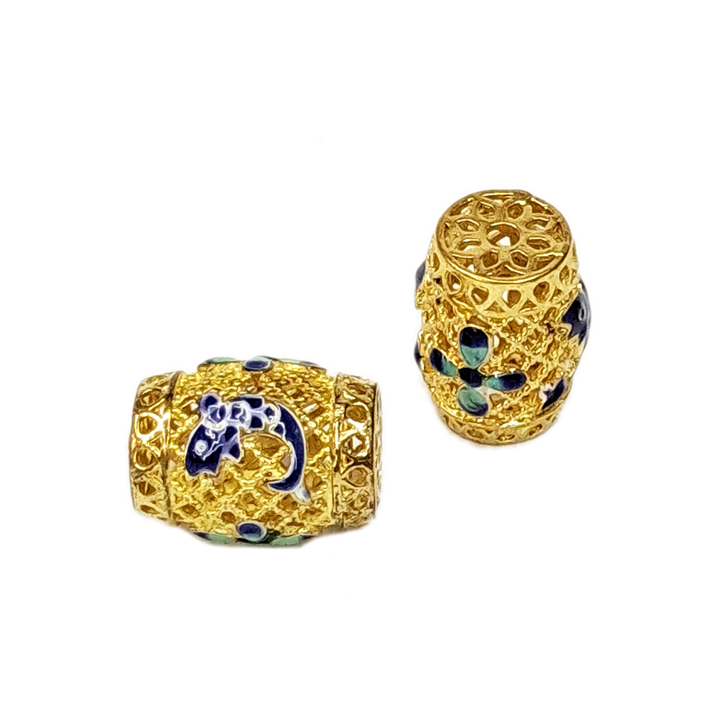 金絲鼓型 景泰藍 1.2*1.6公分 1顆【十方】143794