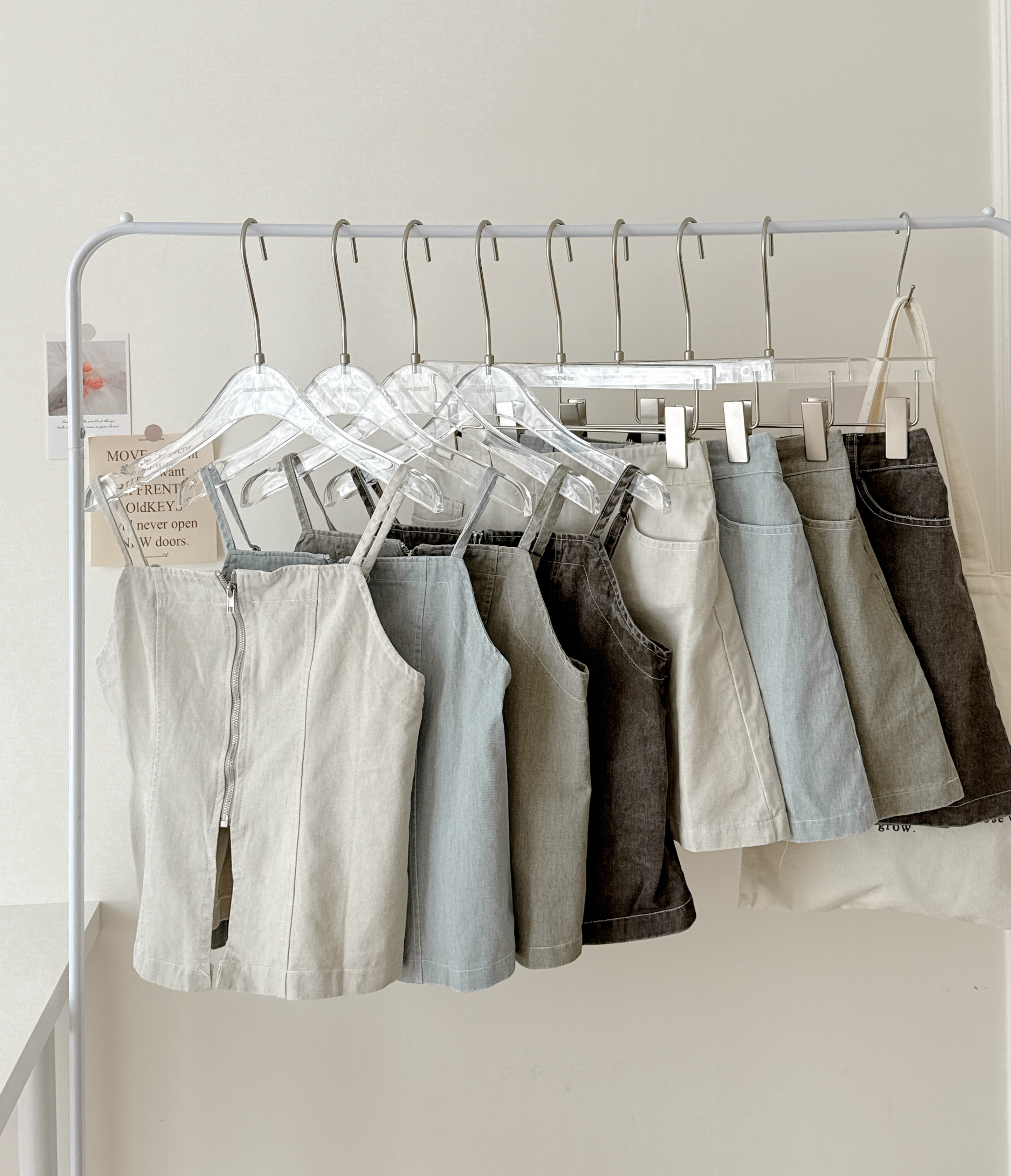 部份現貨🚚酷辣水洗挺版前拉鍊套裝(吊帶背心+短裙)💕共4色