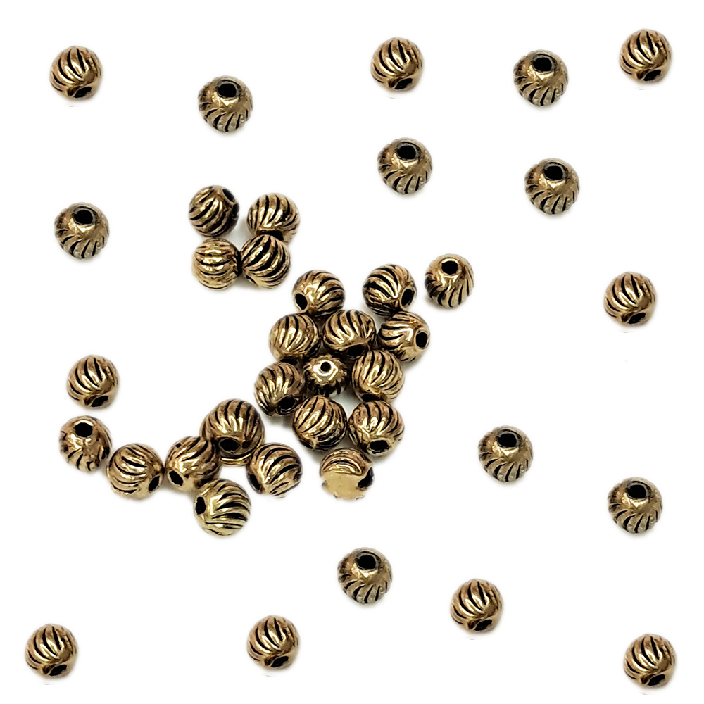 福瓜紋小銅珠 實心 4mm 配件4個【十方】144186