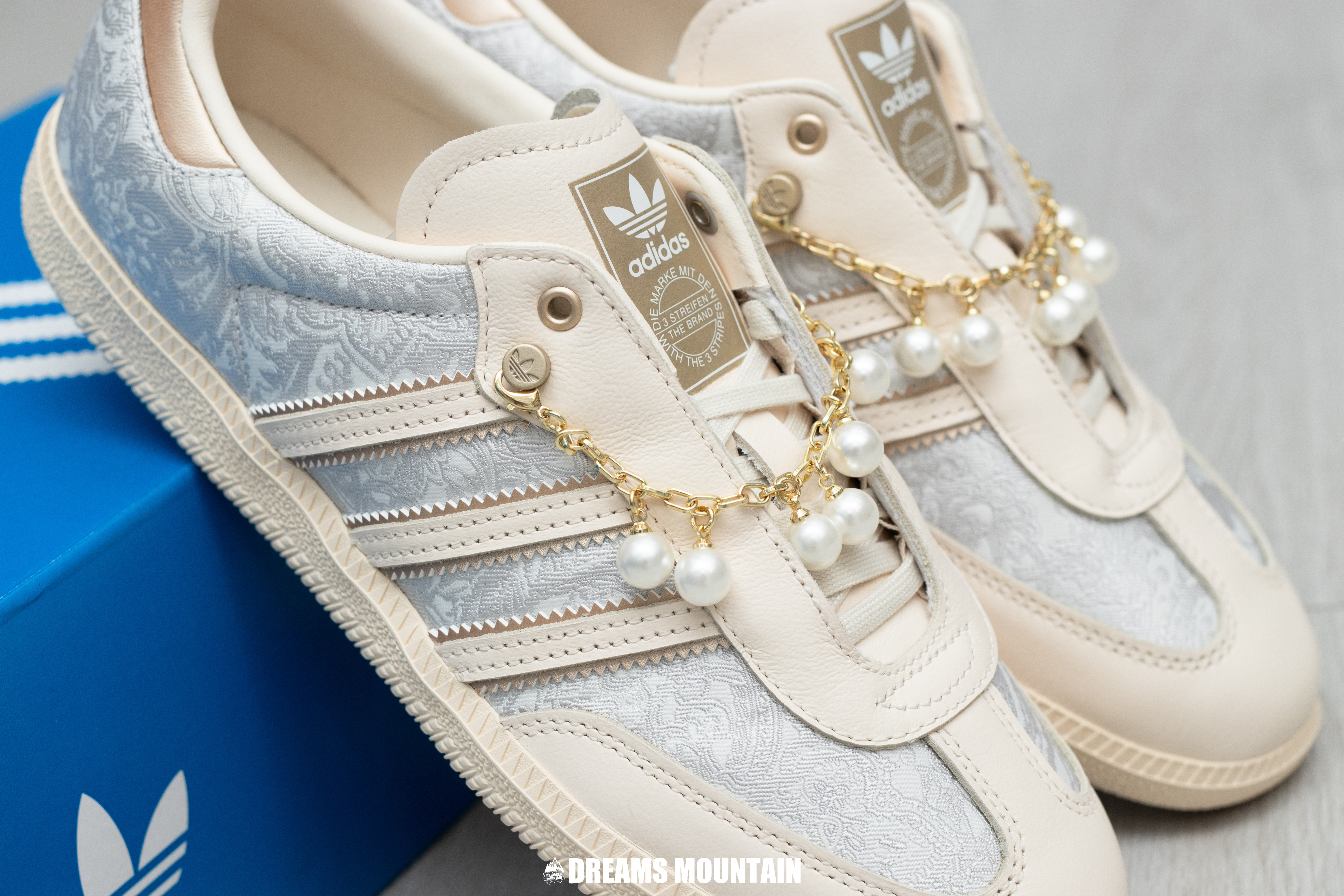 【預訂】ADIDAS SAMBA OG  珍珠香檳金 淺灰絲綢-WOMEN