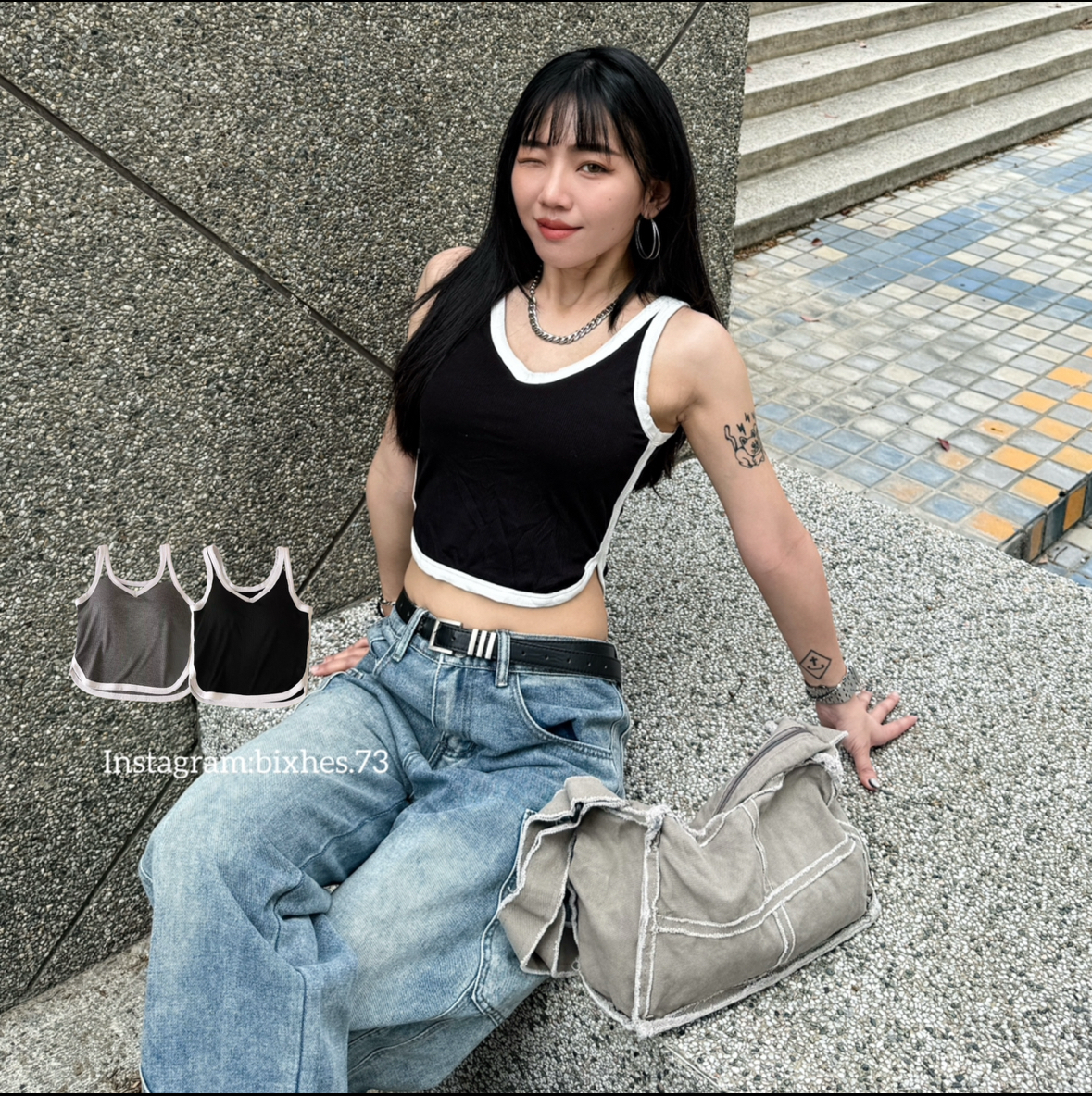 滾邊帶墊背心(C00083)