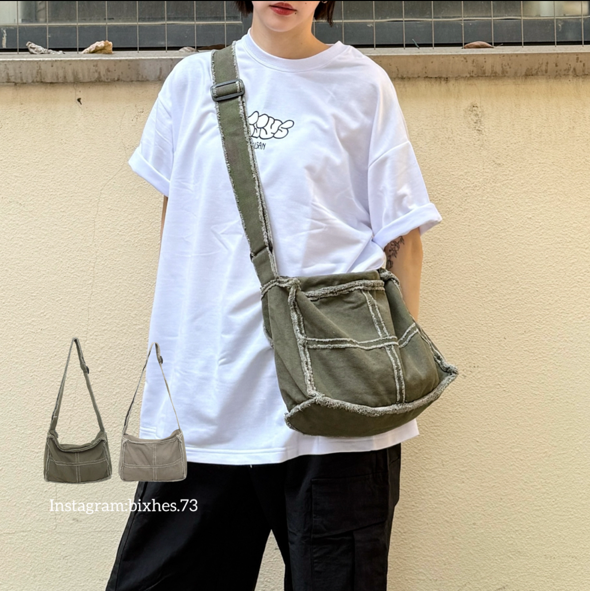 復古毛邊水洗牛仔包(M00048)