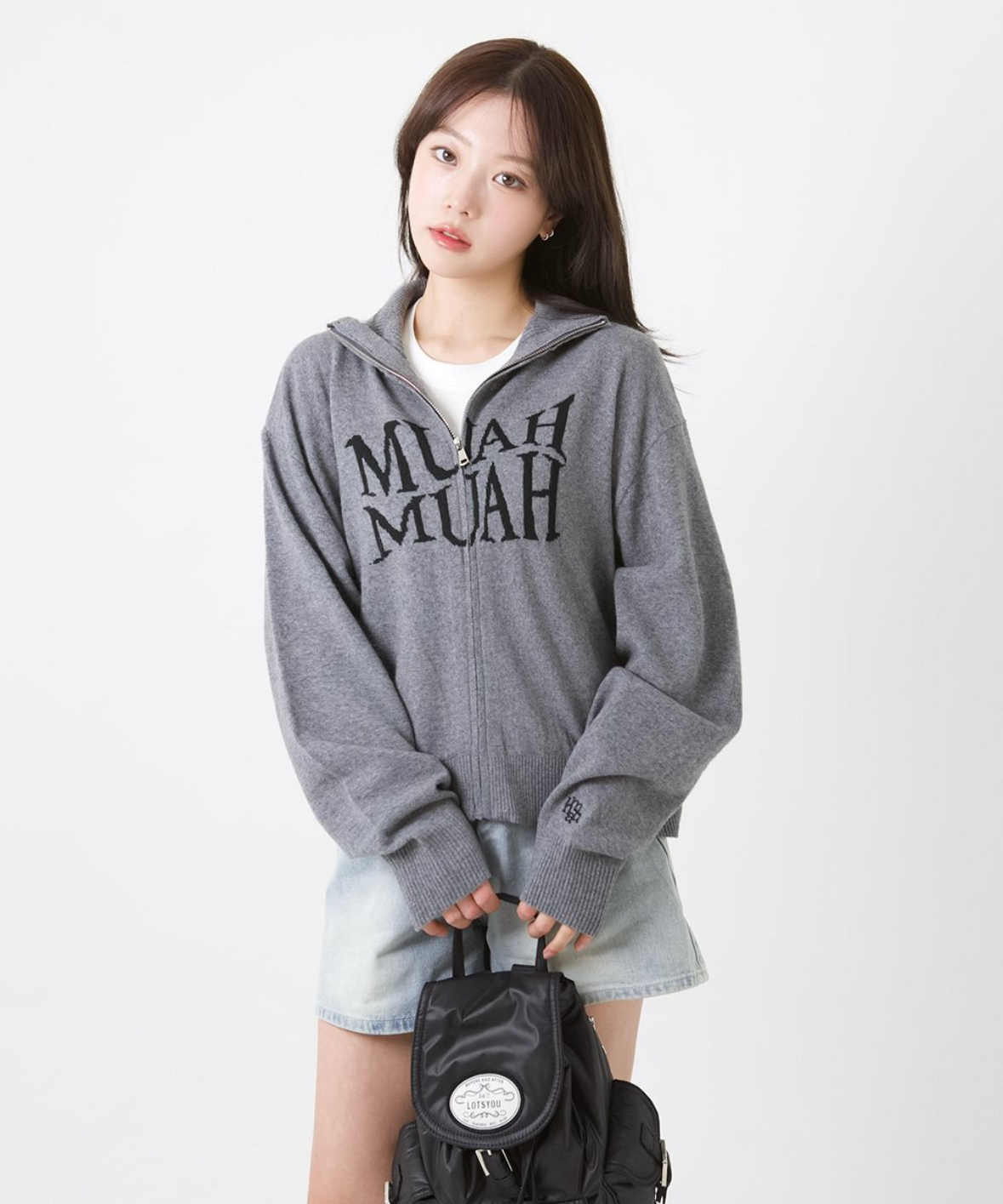 韓國連線🇰🇷 MuahMuah 大Logo針織翻領外套 針織 外套 2色/預購