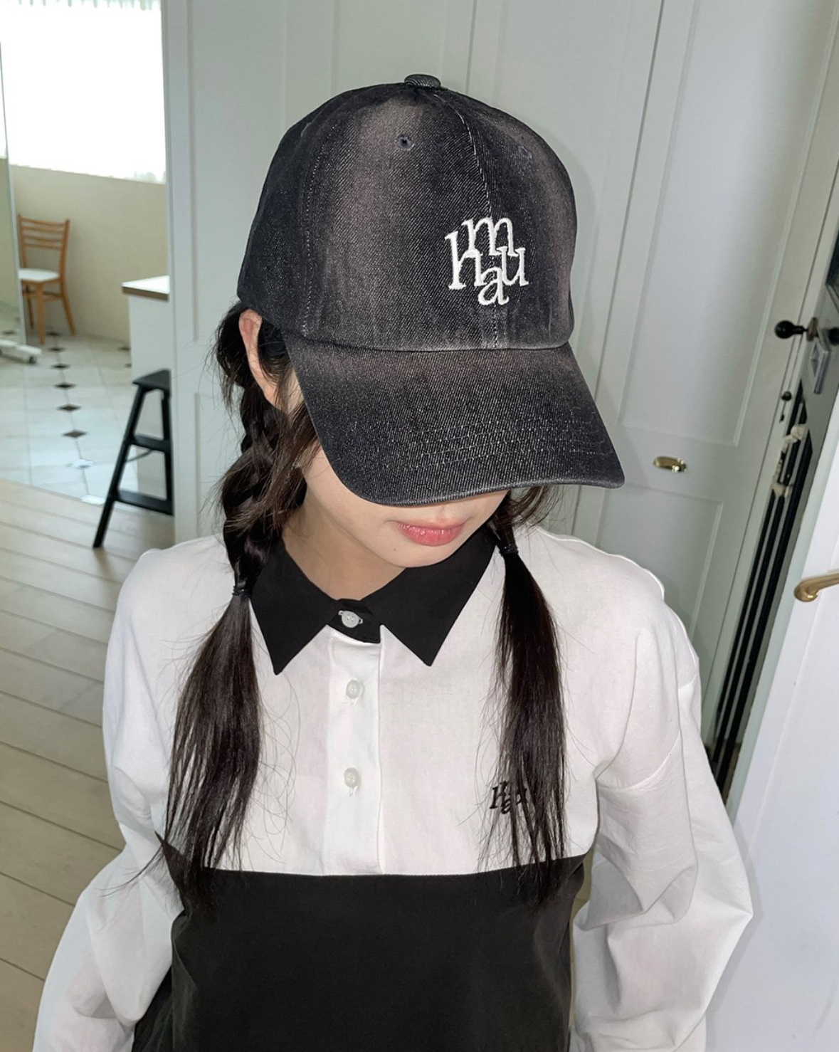 韓國連線🇰🇷 MuahMuah 大Logo水洗老帽 碳黑色 帽子/預購