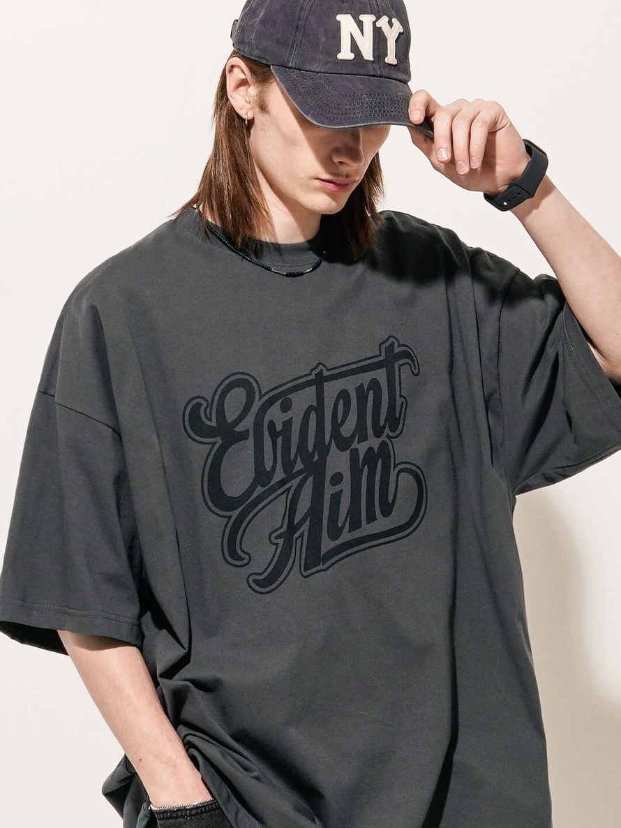 <預購> 韓國 TWN EVIDENTAIM 復古英字母高磅純棉短T