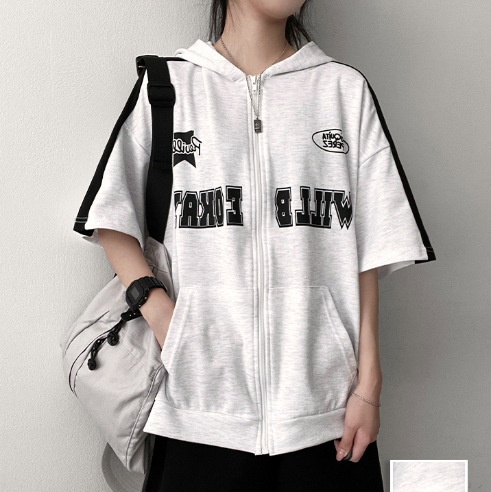 夏季現貨｜Liti 拼色短袖連帽衛衣