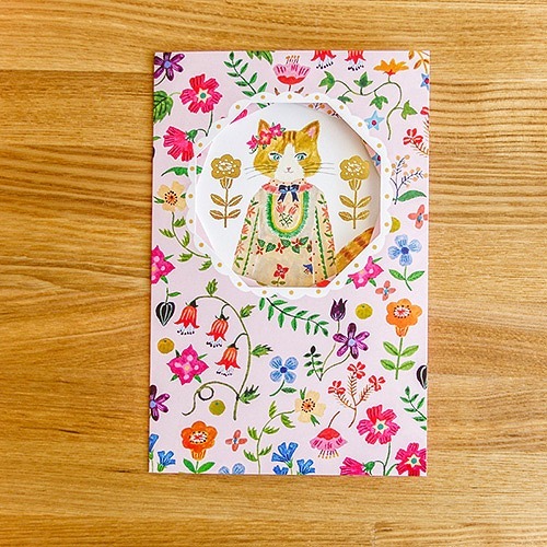 【Aiko Fukawa】布川愛子 賀卡 花園 貓 日本表現社