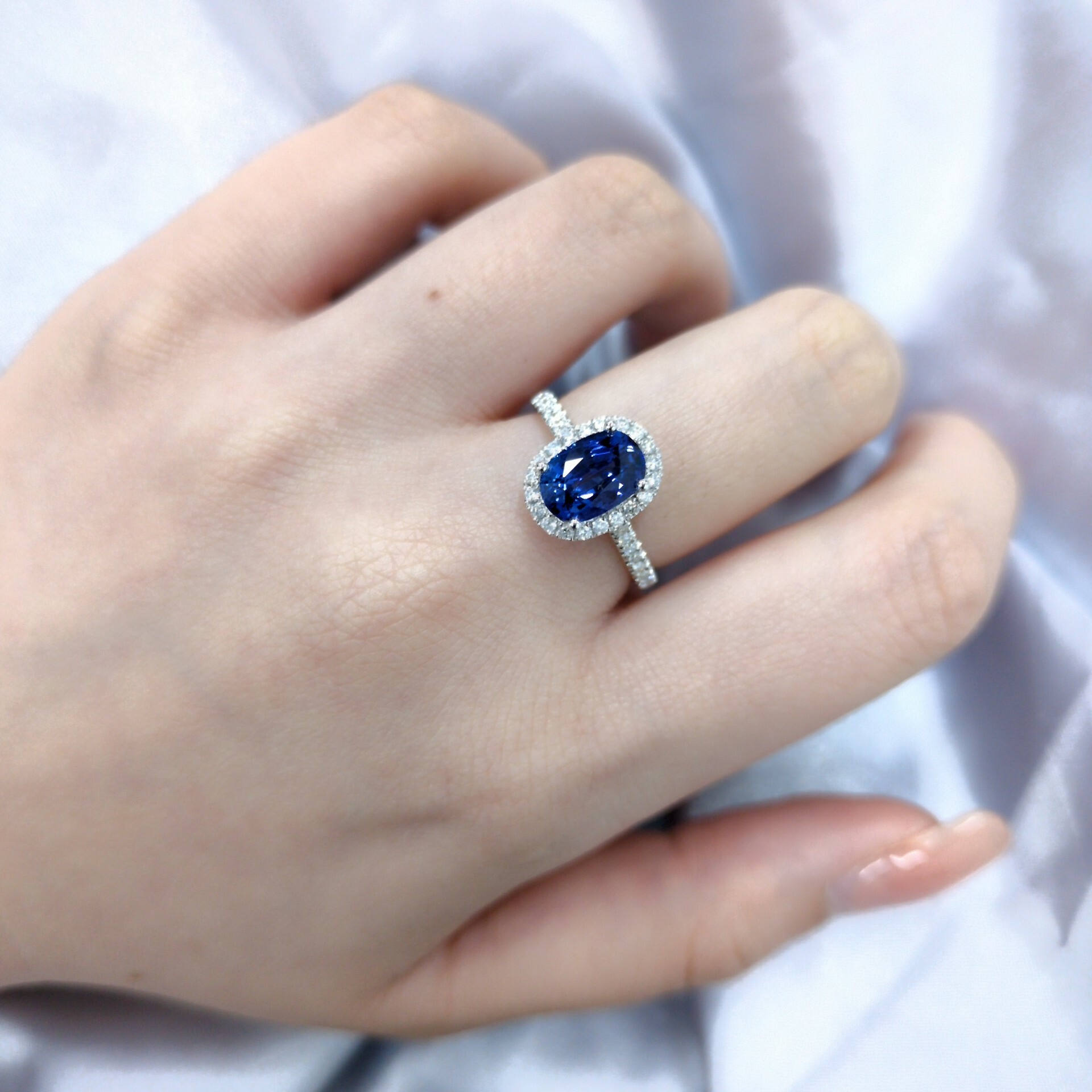 18K White Gold 2.11ct Sapphire and Diamond Ring