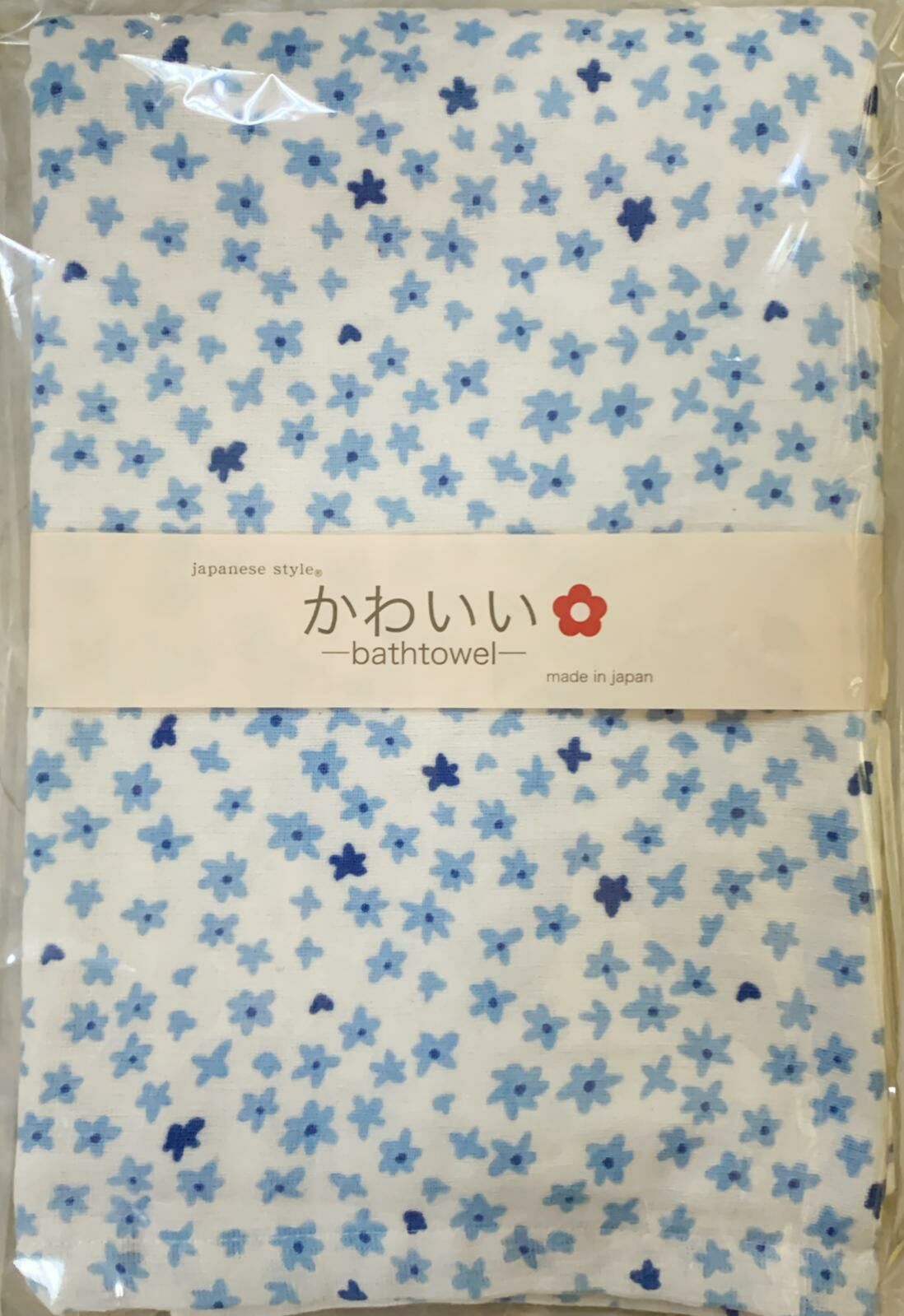 日本製 Tenugui 軟紗圖案浴巾-藍花