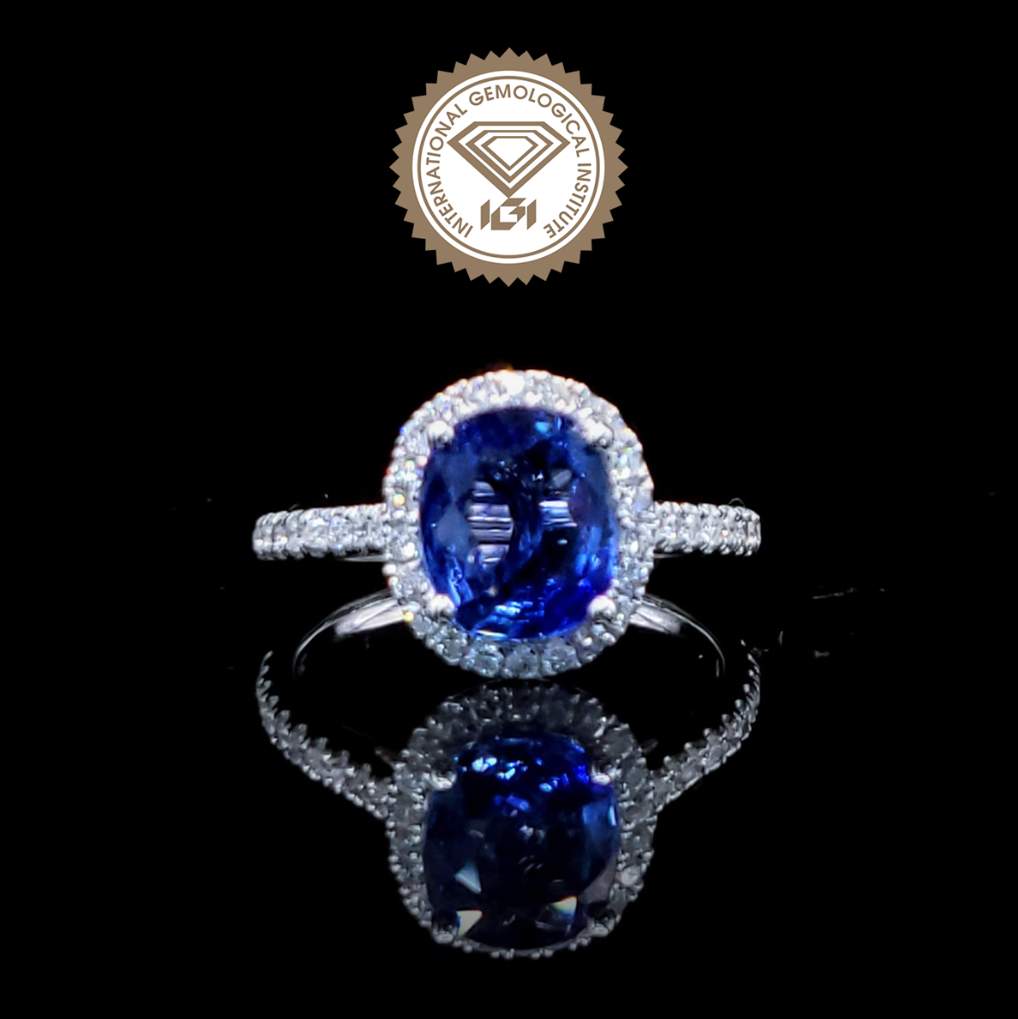 18K White Gold 2.03ct Sapphire and Diamond Ring