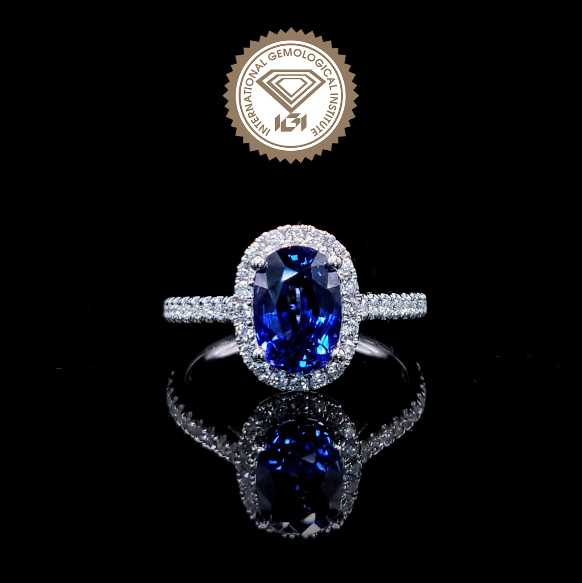 18K White Gold 2.11ct Sapphire and Diamond Ring