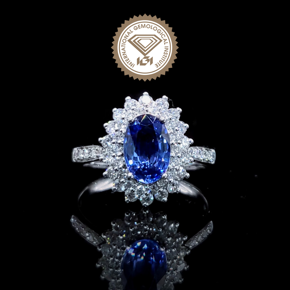 18K White Gold 1.15ct Sapphire and Diamond Ring