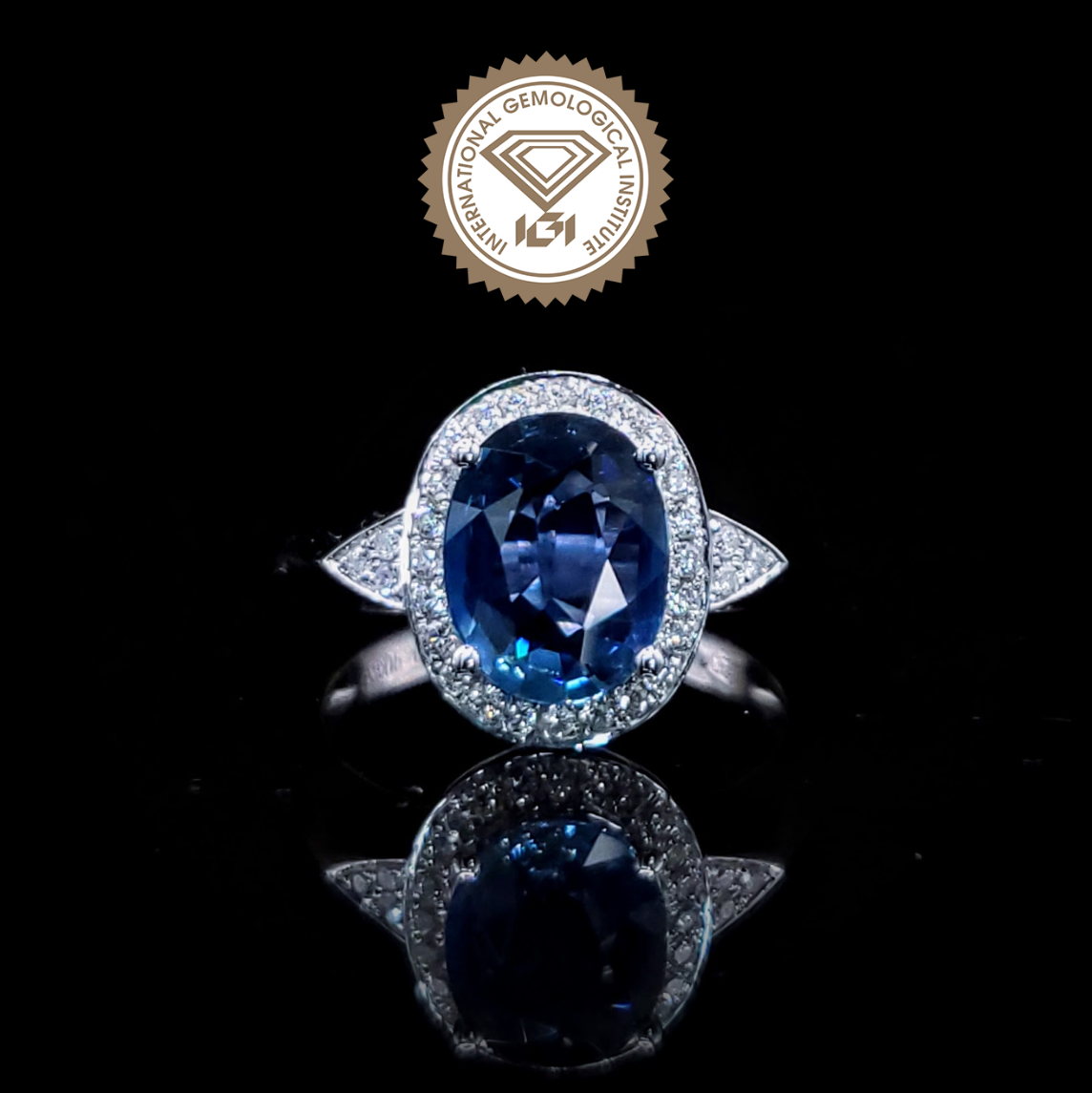 18K White Gold 1.79ct Sapphire and Diamond Ring
