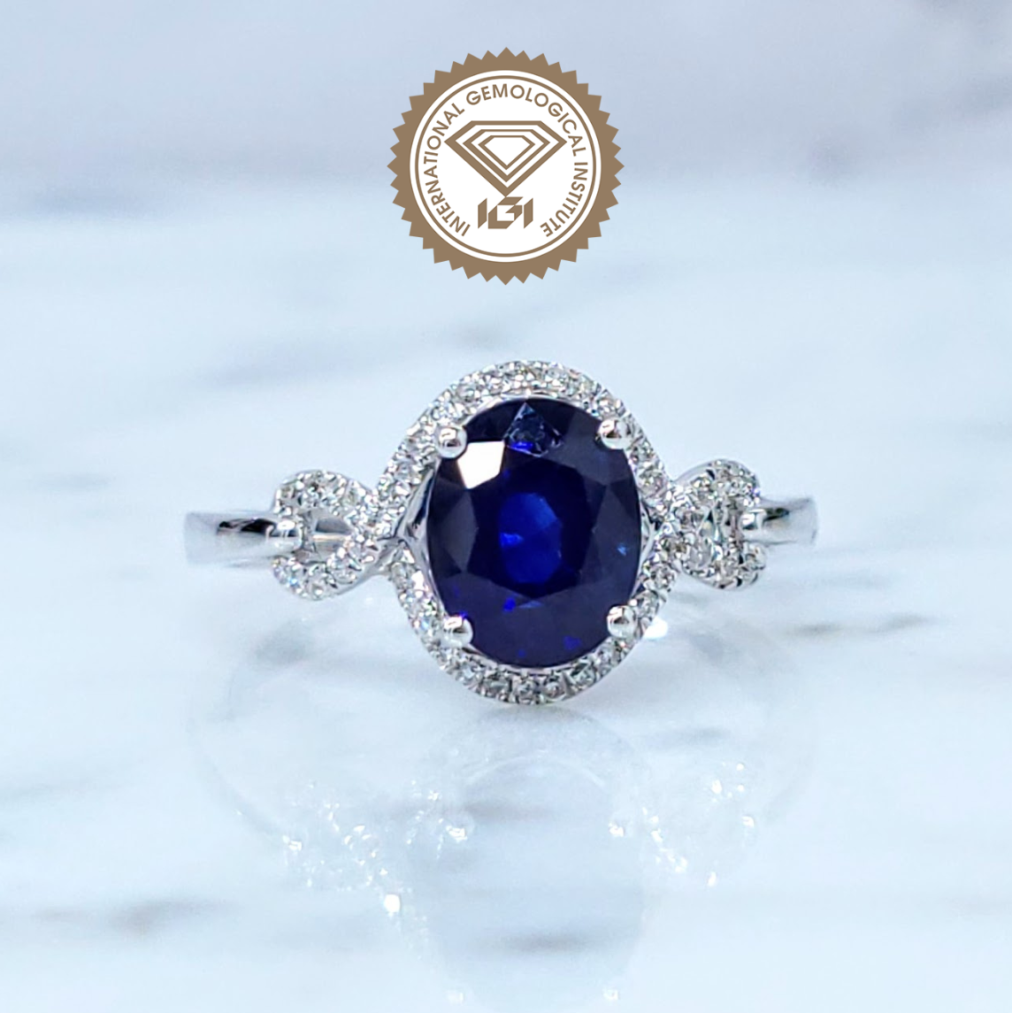 18K White Gold 2.05ct Sapphire and Diamond Ring