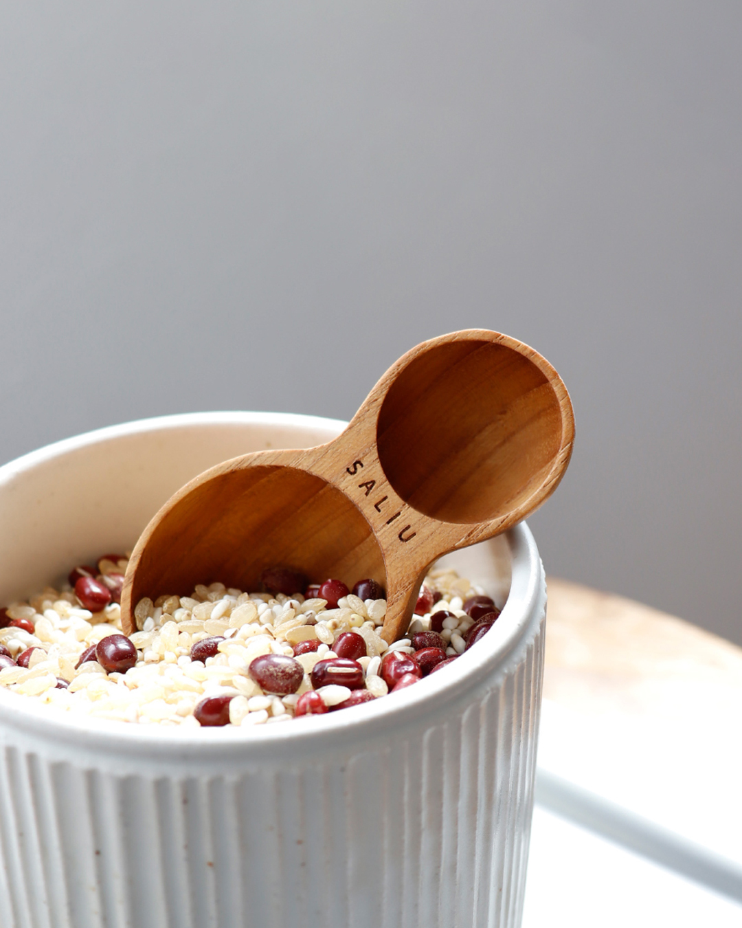 天然優質柚木 雙頭量匙 5+15ml｜SALIU