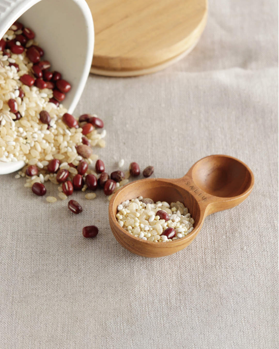 天然優質柚木 雙頭量匙 5+15ml｜SALIU