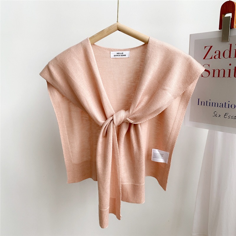 純色綁帶式針織披肩 十二色