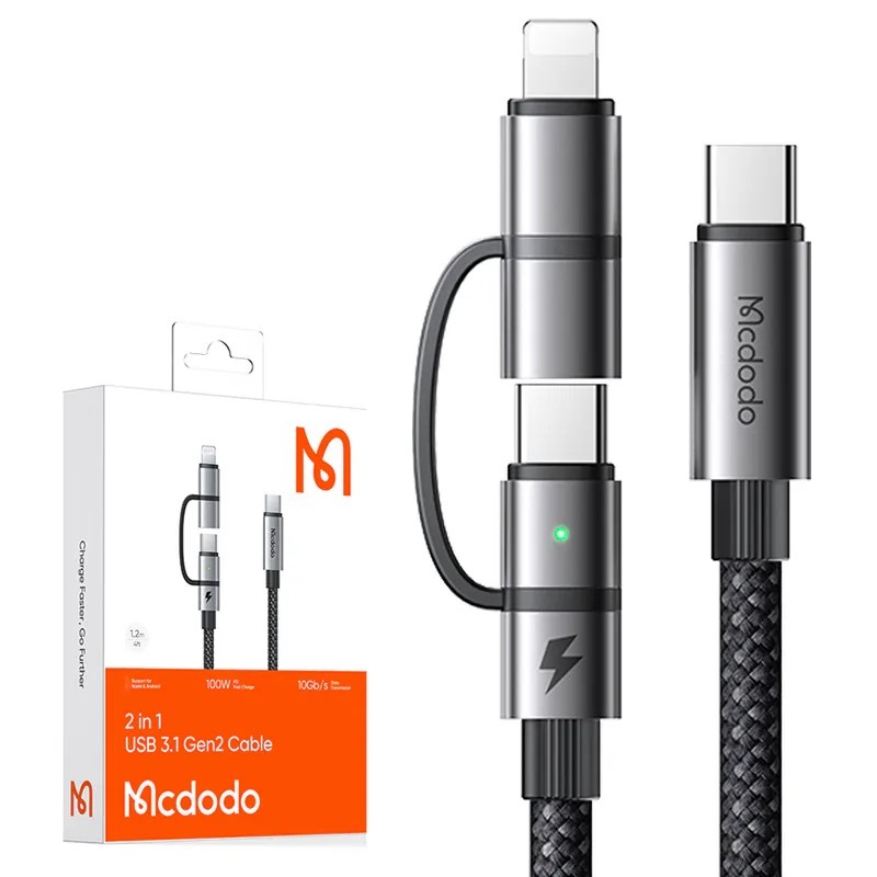 Mcdodo｜麥多多 二合一 Lightning+TypeC 編織 PD 快充線 Gen2 USB3.1(1.2M)