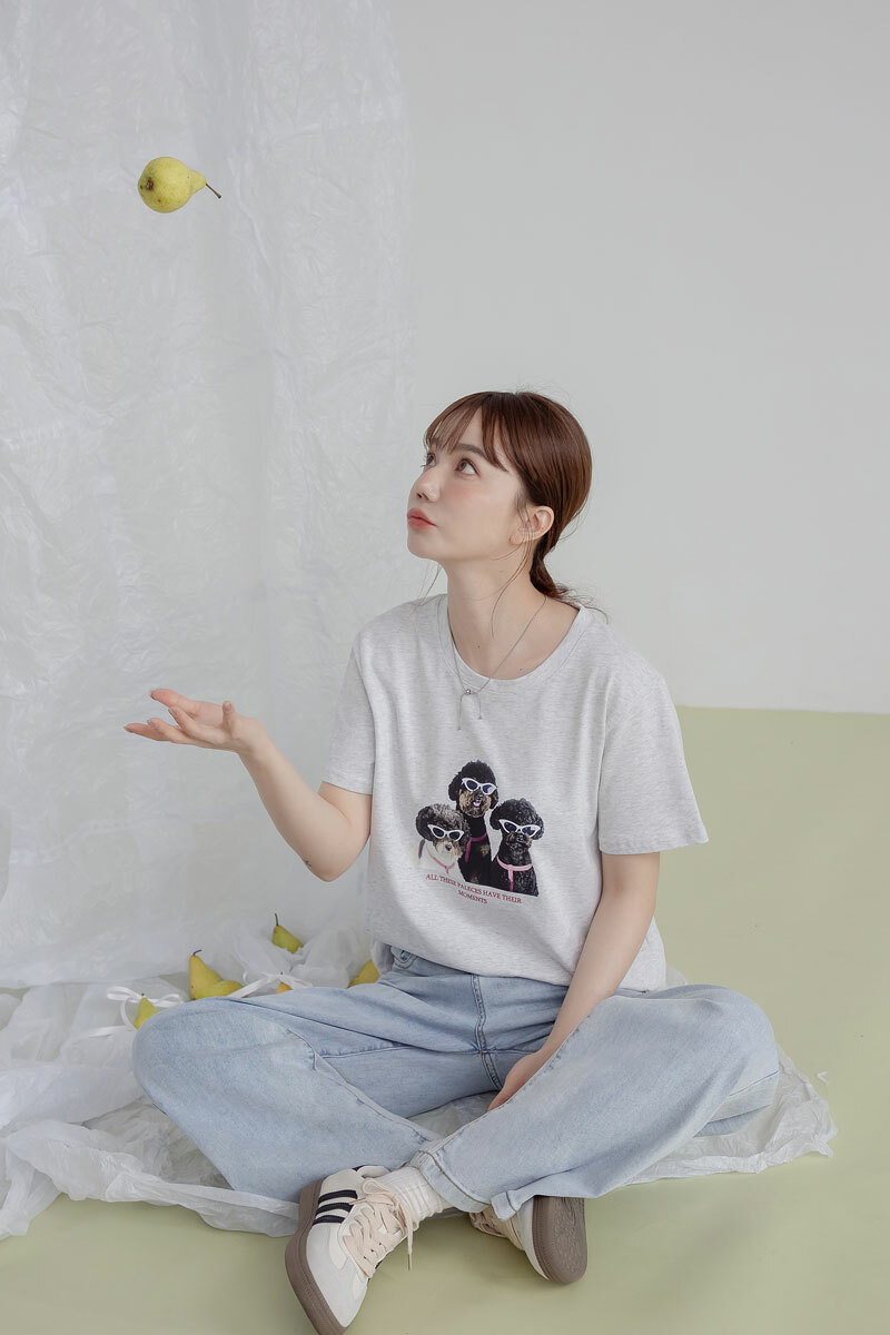 狗狗印花短袖上衣