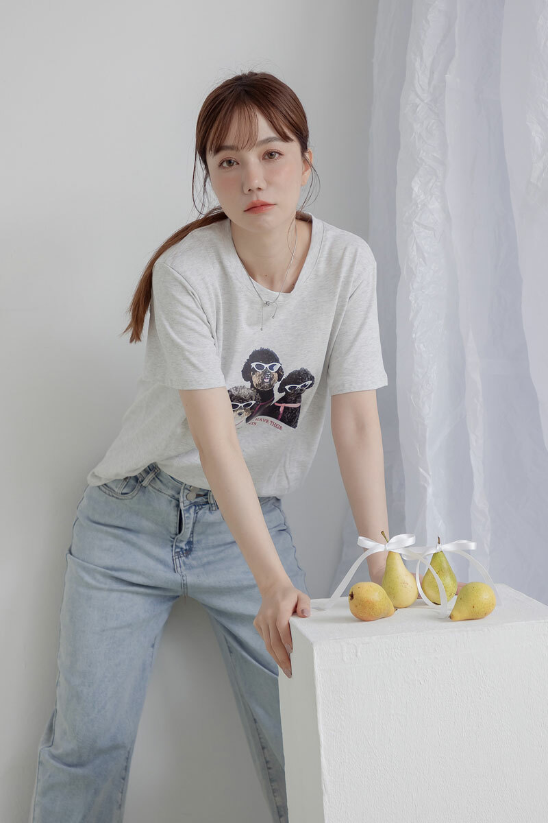 狗狗印花短袖上衣